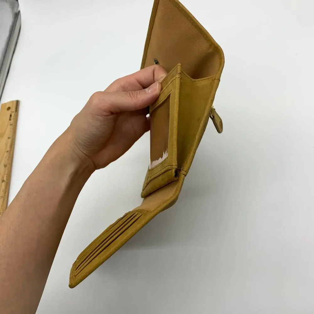 Timberland Leather Long Wallet Women Yellow Snap Enclosure